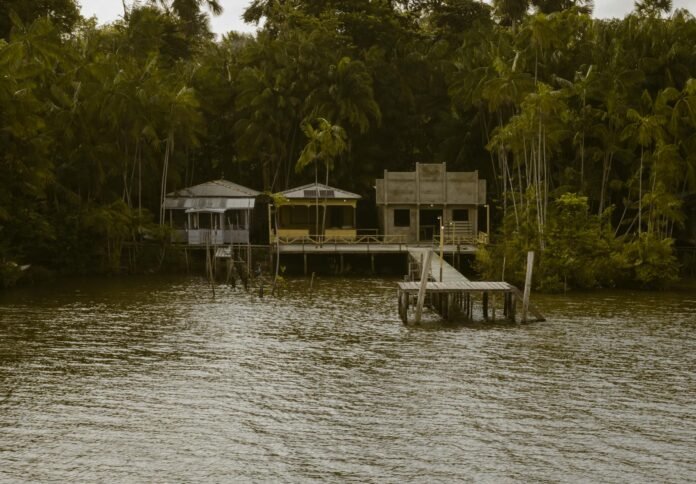 tranquil riverside village in para brazil