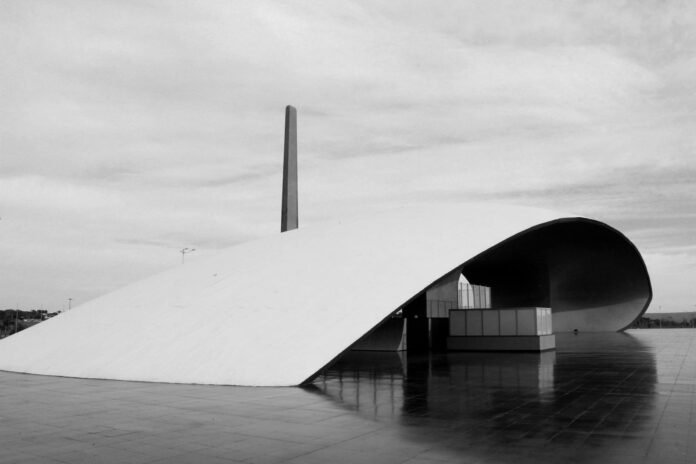 the acoustic shell of brasilia in grayscale photography