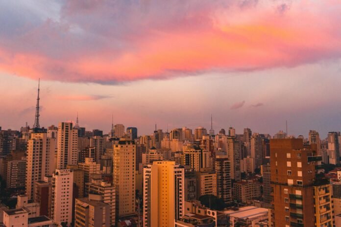 city skyline on an afterglow
