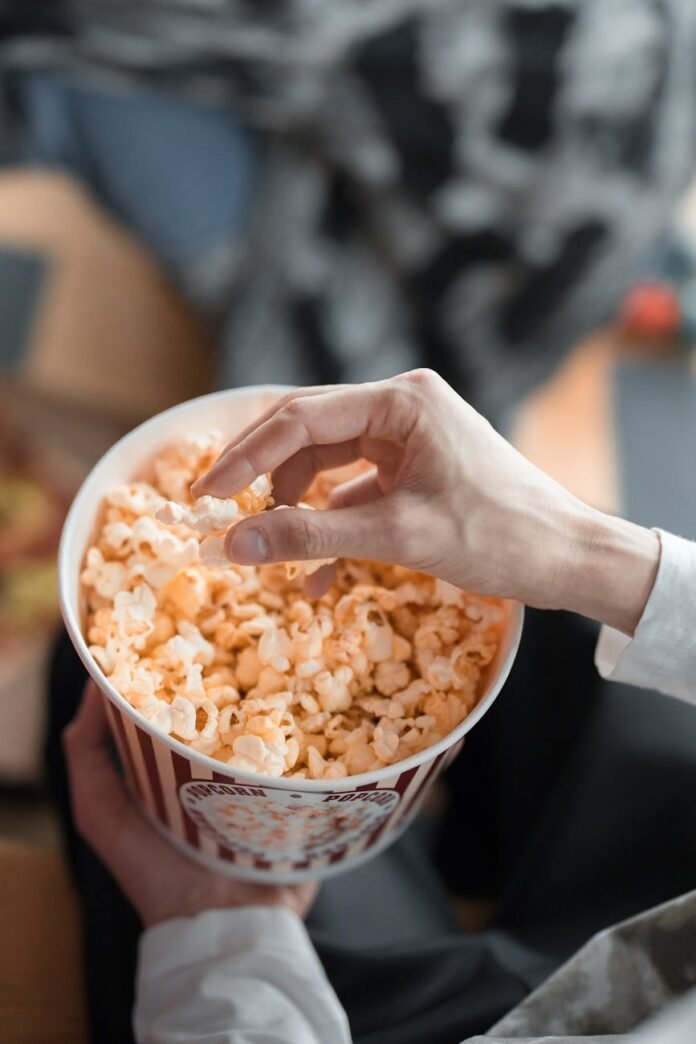 a bucket of popcorn