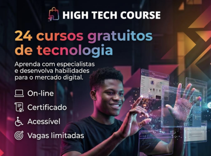 High Tech Course, cursos gratuitos, cursos de tecnologia, cursos online, tecnologia, inteligência artificial, programação, design, desenvolvimento de jogos, marketing digital, segurança digital, qualificação profissional, certificado gratuito, cursos com certificado, SECTI DF, ISIM, inovação, mercado digital, capacitação tecnológica, cursos gratuitos DF