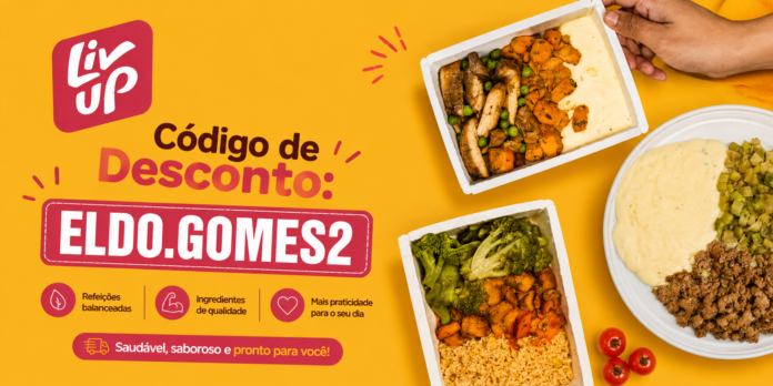 Quem busca praticidade para manter uma alimentação equilibrada pode aproveitar uma oportunidade de economia na Livup. O código promocional ELDO.GOMES2 garante 15% de desconto nas marmitas da marca, permitindo que os clientes tenham acesso a refeições práticas para diferentes momentos da rotina. A Livup trabalha com opções de refeições prontas pensadas para facilitar o dia a dia, especialmente para quem tem uma rotina corrida e procura mais praticidade na hora de se alimentar. Com o cupom, o consumidor pode reduzir o valor da compra e experimentar as opções disponíveis na plataforma. Para utilizar o benefício, basta acessar a Livup, escolher as marmitas desejadas e inserir o código ELDO.GOMES2 no campo destinado ao cupom promocional durante a compra. O desconto é aplicado conforme as condições vigentes da oferta e da plataforma.