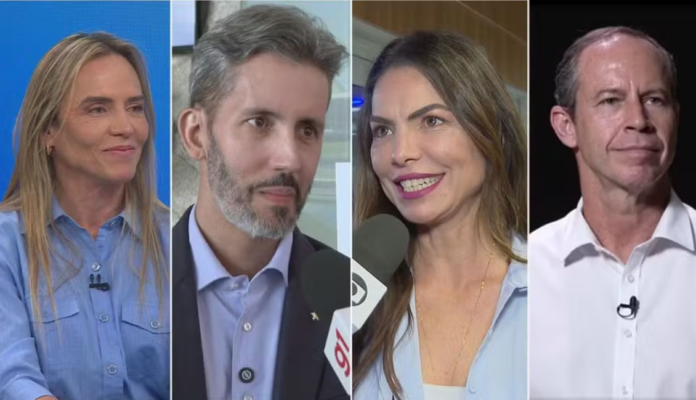 Celina Leão, Leandro Grass, Paula Belmonte e Ricardo Cappelli participam de debate na Globo