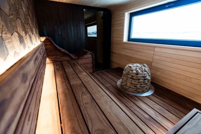 modern indoor sauna with wooden design