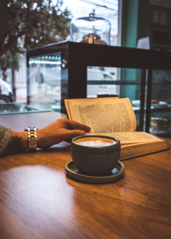 reading in a cozy cafe in madrid