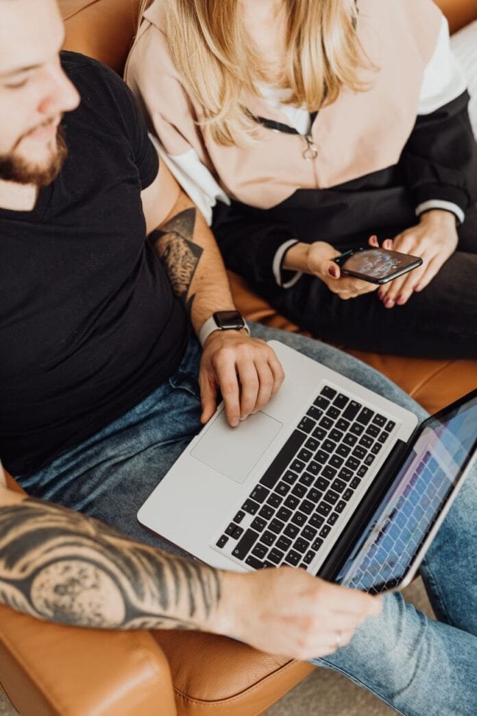 a man using laptop